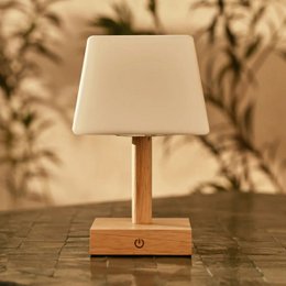 Tommy lichtbruine houten oplaadbare tafellamp