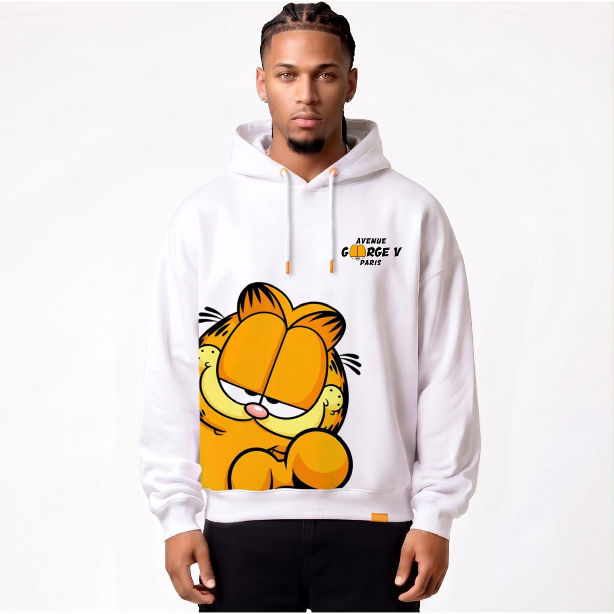 Garfield bedruckter Kapuzenpullover Weiß