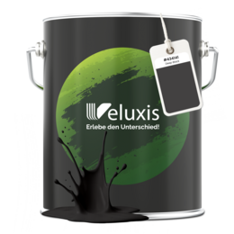 Veluxis® Elegant wall paint black for the interior - 5 liters, opacity class 1, streak-free, low-drip, eco-friendly, and VOC-free paint in Deep Black color.