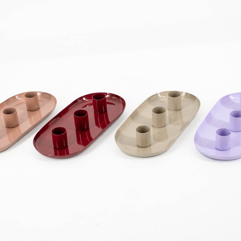 Candle stand Set Oval Pink