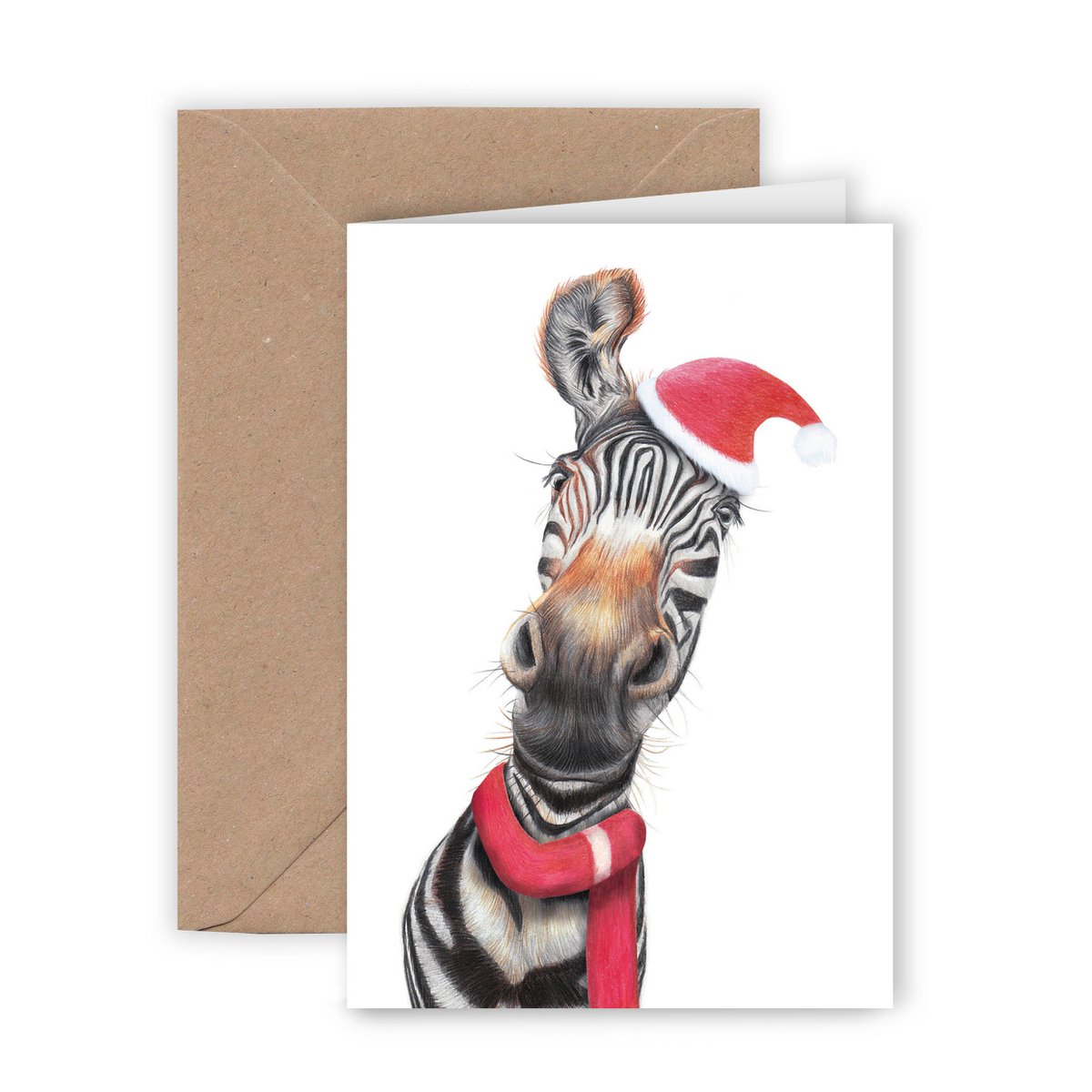 Zebra Christmas Card, Greeting Card, Holiday Card 12,3 x 17,5 cm