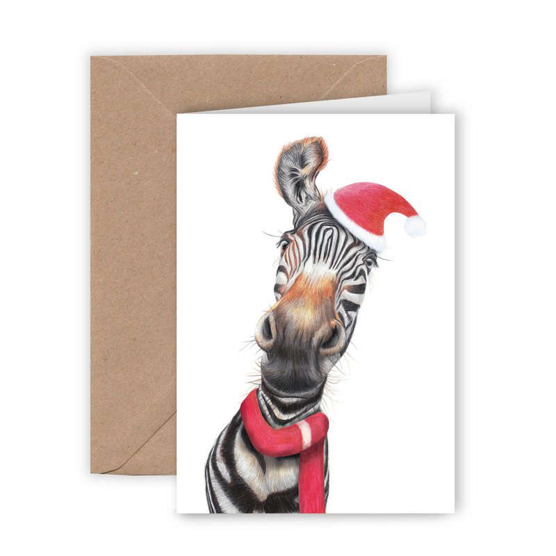 Zebra Christmas Card, Greeting Card, Holiday Card 12,3 x 17,5 cm