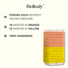 Bellody® Mini Haarelastiekjes (20 stuks - Oranje & Geel - Gemengde verpakking)