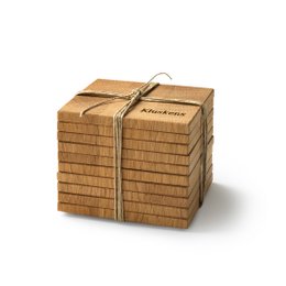 Square oak wood coasters, 9x9cm in size, made of natural oak wood.