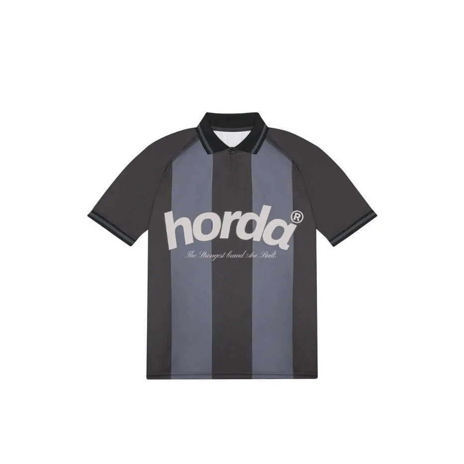 Horda Football Style Recycled Mesh Polo Dark Grey