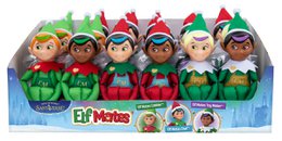 "Elf plushie toy with green outfit, red shirt, pointed hat, Christmas character collectible doll"