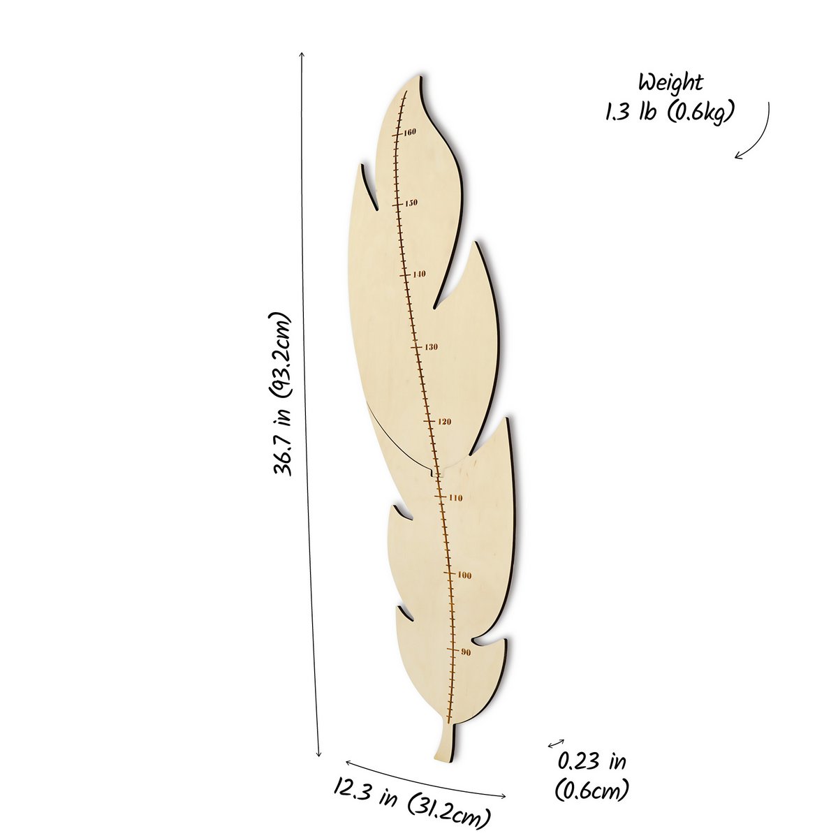 Nursery Wall Growth Meter, Feather-Themed Height Chart for Kids