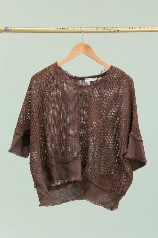 Gennembrudt bomuldsbluse og hørbund REF. 11932