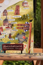 „Cycling Eleven Cities Route“ – A5-Illustrationsdruck | Kunstdruck auf 300 g/m² Tintoretto Gesso | Elf Städte festgelegt