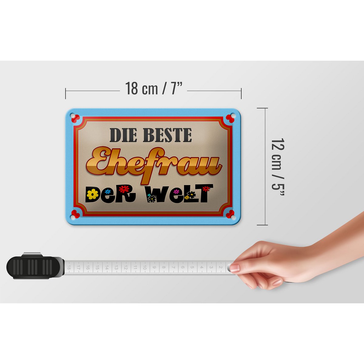 Tin sign saying 18x12cm the best wife in the world decoration