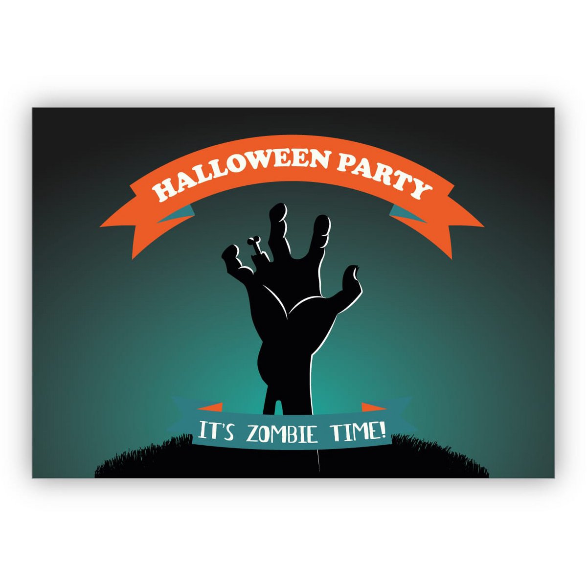 Cool zombie invitation card for Halloween: Halloween party it's zombie time