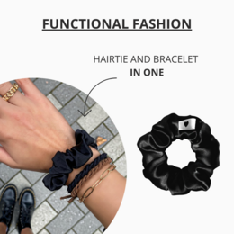 Silk scrunchie black - Bellody® elegant silk & strong hold (1 piece)