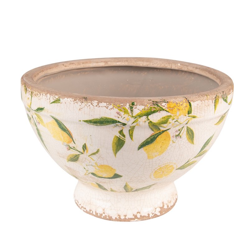 Flowerpot Ø 21x14 cm Yellow Ceramic Lemon Flowerpot Indoor