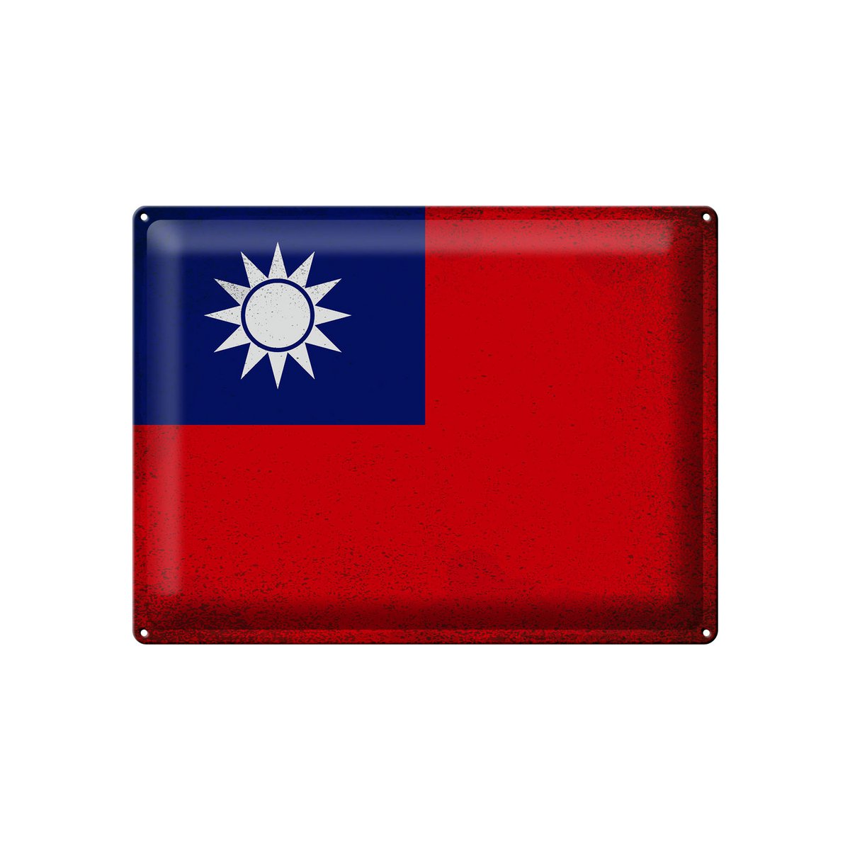 Tin Sign Flag China 40x30cm Flag of Taiwan Vintage