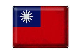Tin Sign Flag China 40x30cm Flag of Taiwan Vintage