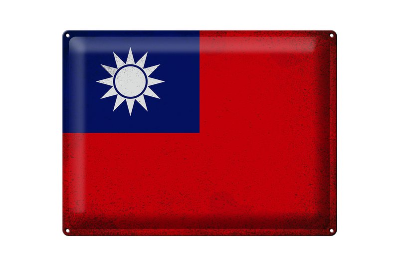 Tin Sign Flag China 40x30cm Flag of Taiwan Vintage