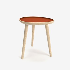 Marsala side table, in wood and ocher ceramic paint