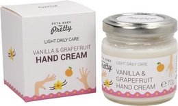 Vanilla Grapefruit hand cream with a light, creamy texture. Contains natural ingredients like shea butter and vitamin E to nourish and moisturize hands.