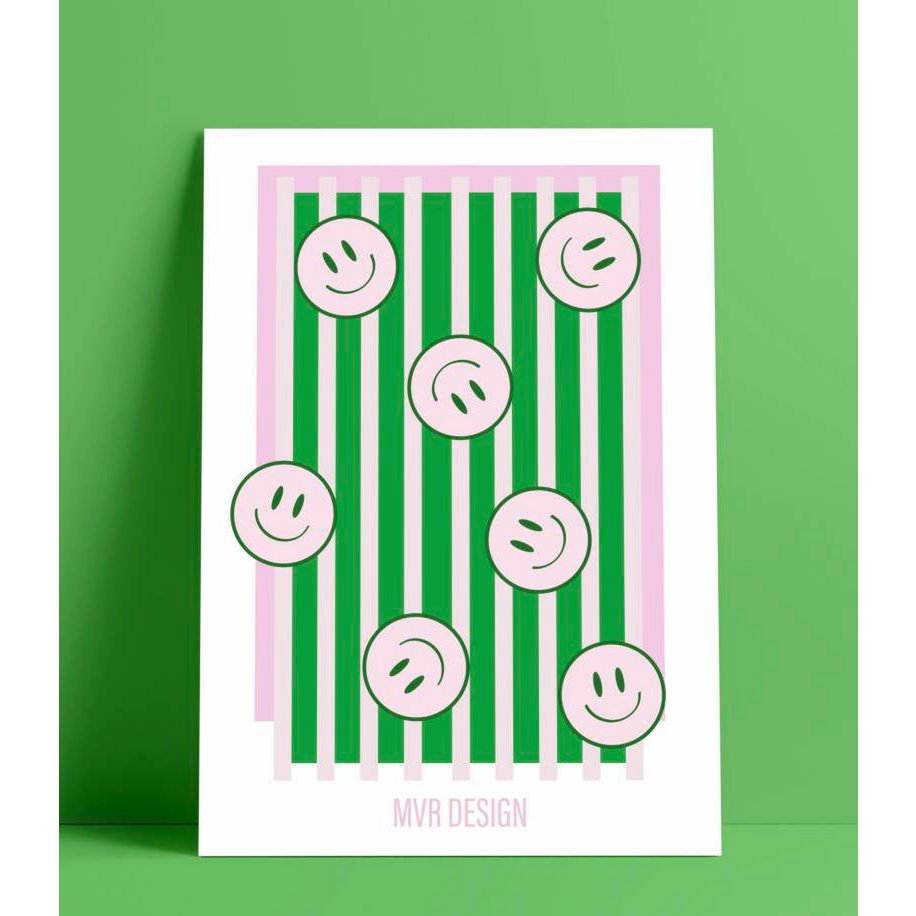 Poster Smile vert-rose