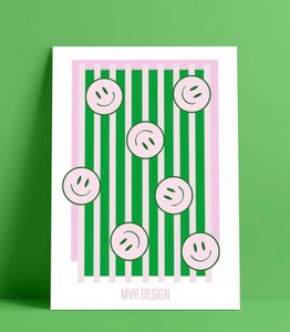 Poster Lächeln grün-rosa