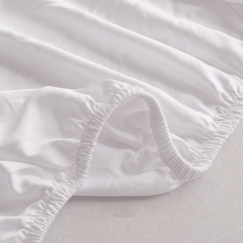 White Bamboo Split-Topper Fitted Sheet - (400TC Tanboocel) - Coco White