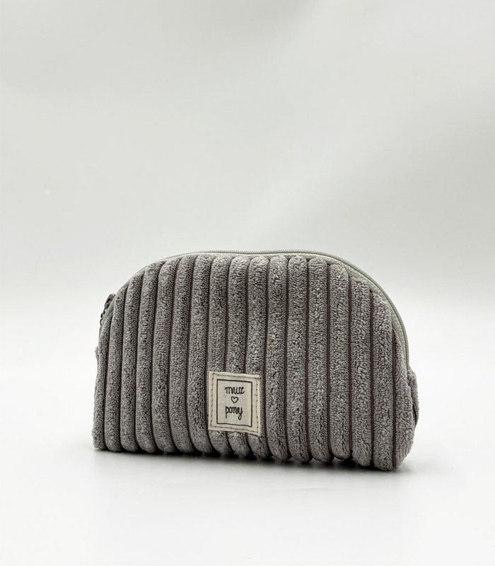 Blueberry Grey - Corduroy Vanity Bag with Waterproof Interior