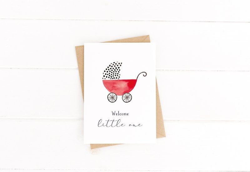 Folded card "Birth card pram" | birth | different colors