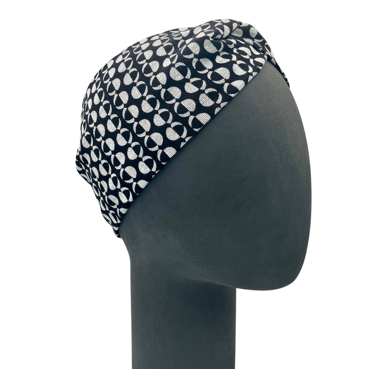 Twist Hoofdband - Stippen Minimalistisch Zwart Wit, Ponte Jersey