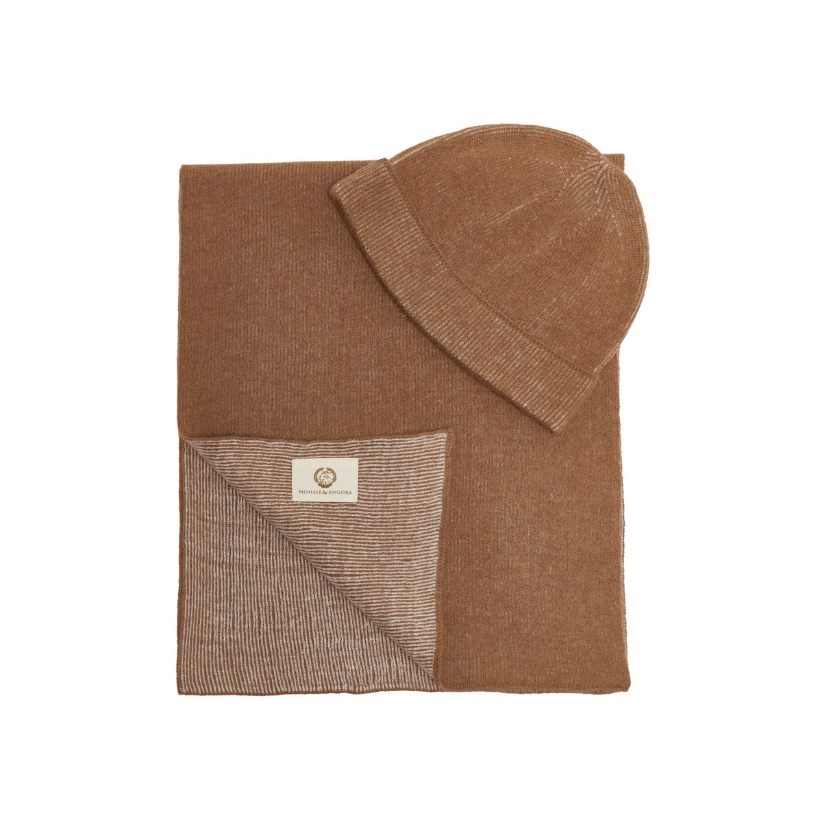 ARTEMIS BEANIE & SCARF WOOL SET CAMEL-ECRU
