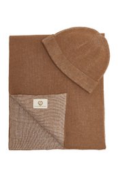 ARTEMIS BEANIE & SCARF WOOL SET CAMEL-ECRU
