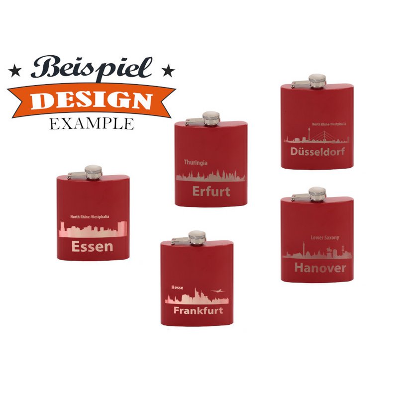 Metalen heupfles, rood, 200ml