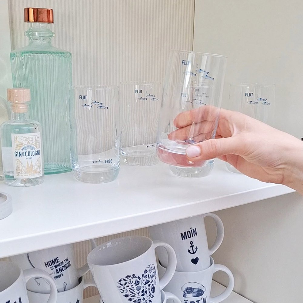 Szklanka do long drinków wykonana z kryształu „Ebb & Flow” – wzór morski, wyprodukowana w UE