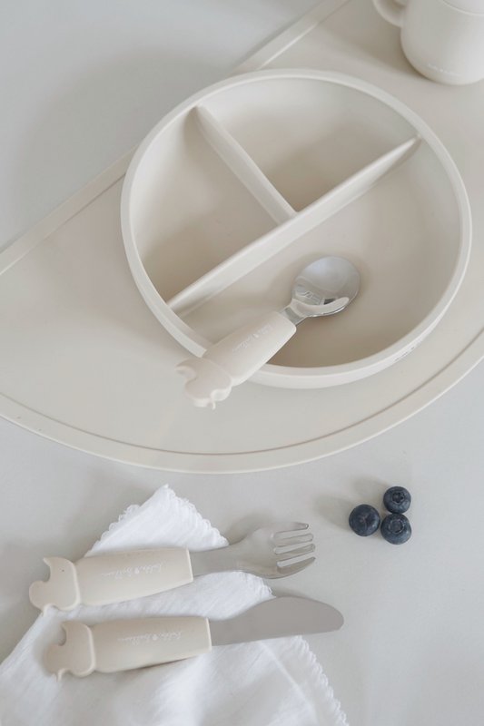 Silicone Stainless Steel Cutlery Set - Oyster Beige