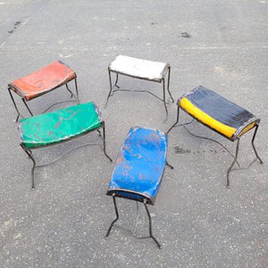 Upycling-Hocker aus alten Ölfässern und -Tanks | Unikate | verschiedene Farben