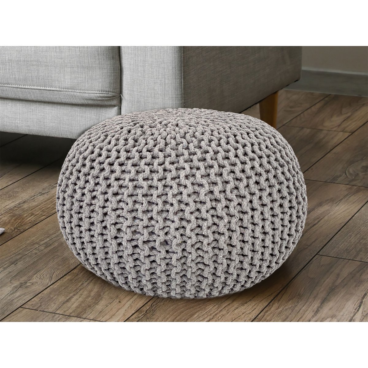 Pouf Ø 55 h 37 h 37 tabouret de tricot siège de planche de sol de pouf durable