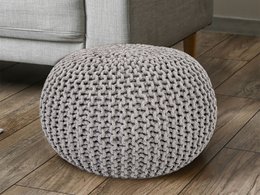 Pouf Ø 55 H 37 H 37 Strickhocker Sitzpouf Bodenkissen nachhaltig