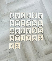 Drewniane flagi literowe [litery A do Z] 26 sztuk