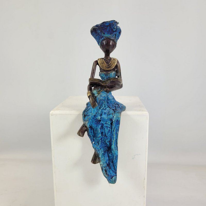 Bronze-Skulptur "Petite femme assise" by Hamed Nikiema | 16 cm | Unikate
