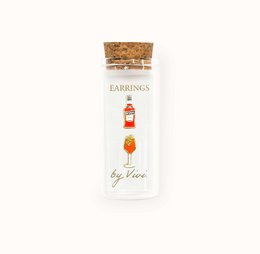  Stud earrings made of Holy Aperoly glass with a vibrant orange flower design.