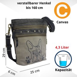Sunsa Damen Umhängetasche. Schultertasche in Vintage Stil. Handtasche aus Canvas ( Segeltuch). kleine Crossbody Tasche für Frauen mit Hund Motiv Bag Dog