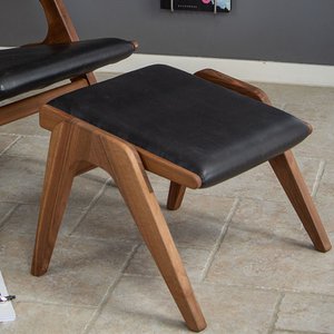 ∏-Stool, Walnut / Black Leather