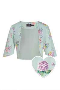 EU STOCK Lisette Three-Quarter Sleeve Light Blue Pastel Flower Bolero