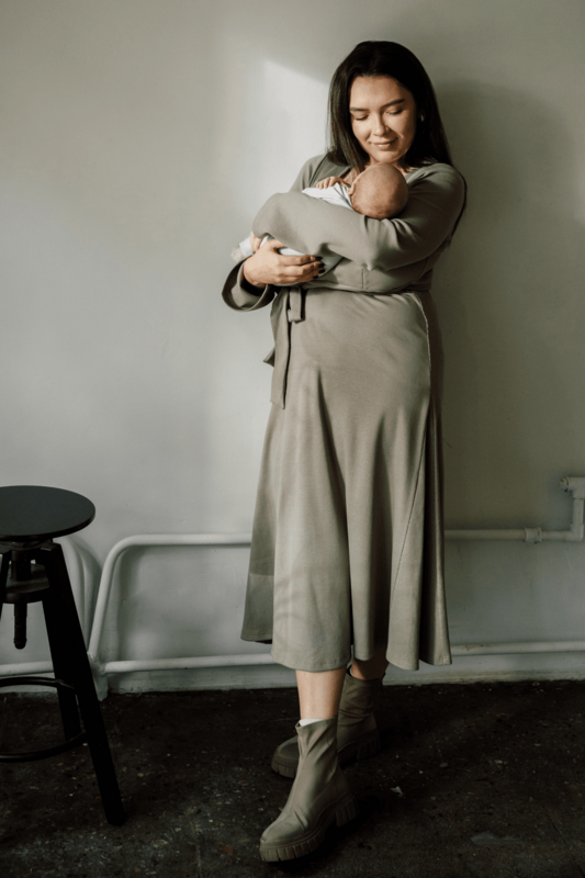 TISU maternity & nursing dress, Pale Taupe