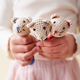 Gehäkelte Rasselmaus, sortiert in 3 Designs