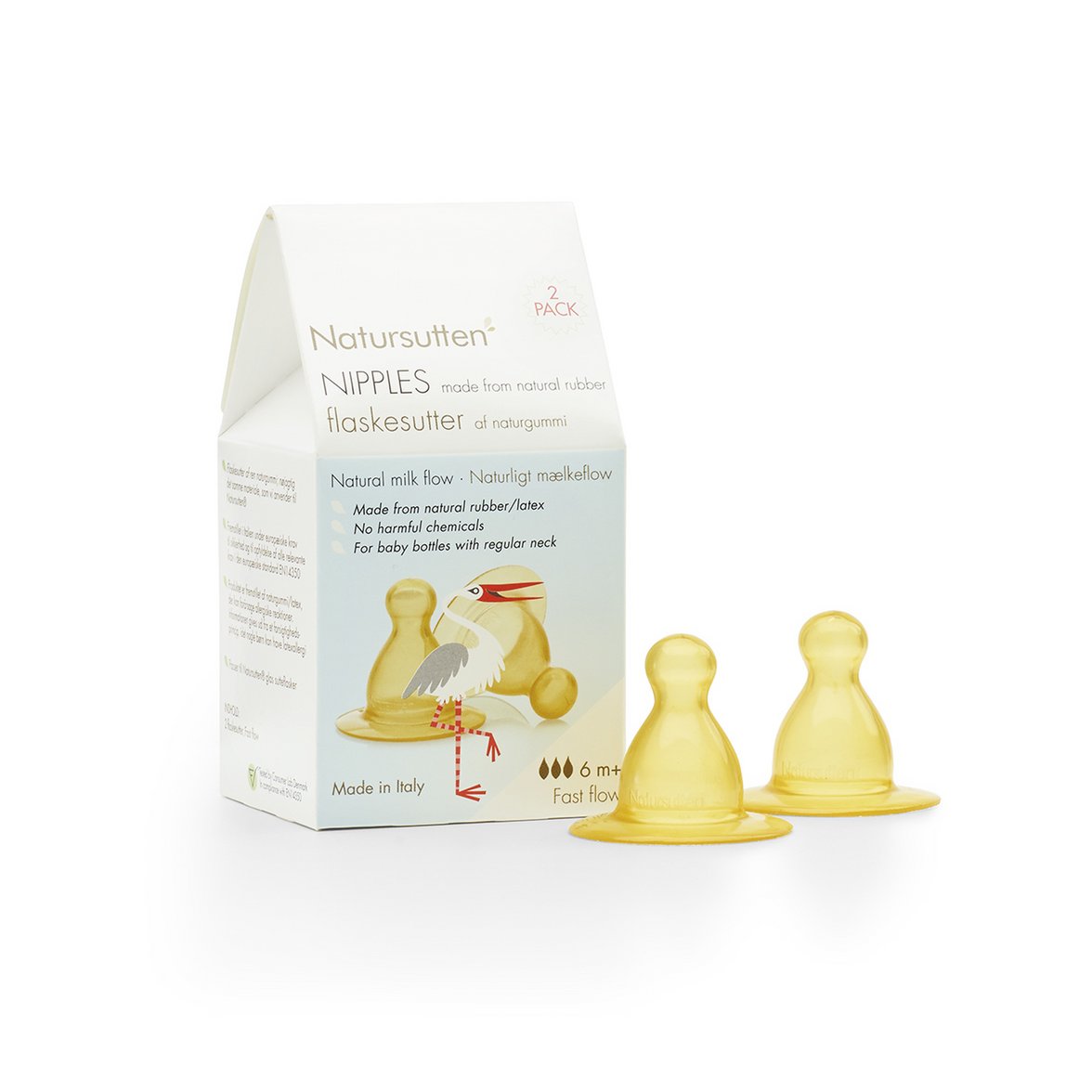 Natursutten bottle teats fast flow 6+ months, 2 pieces