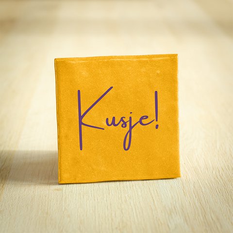 Tegeltje - Kusje! | Geel | 10x10cm