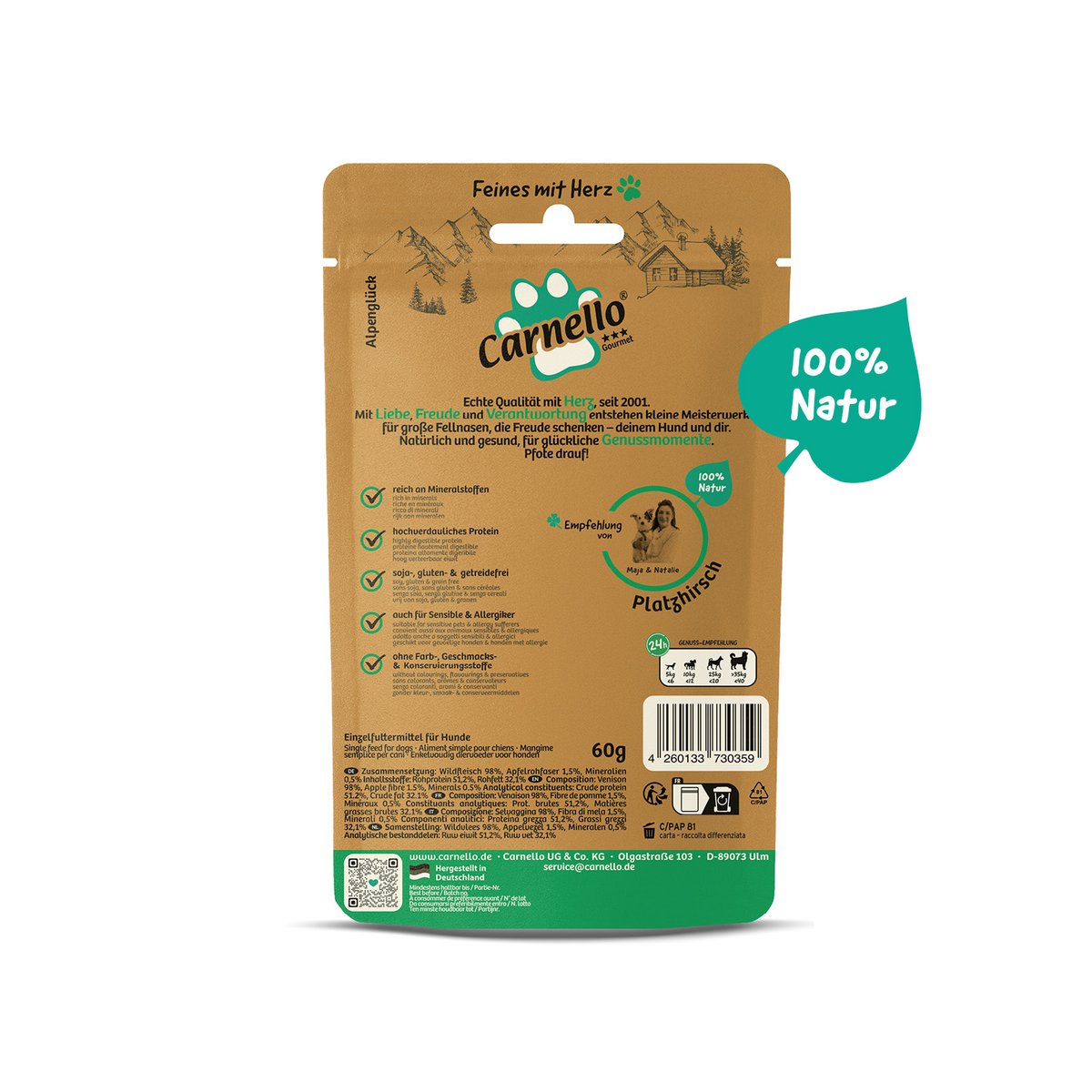 Dog snack Alpenglück Platzhirsch 60g x 15