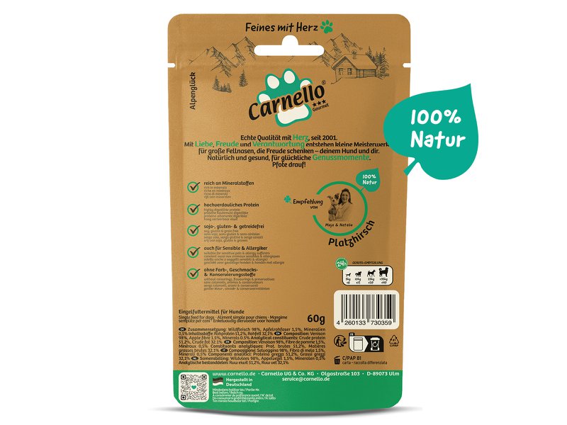 Hundesnack Alpenglück Platzhirsch 60g x 15