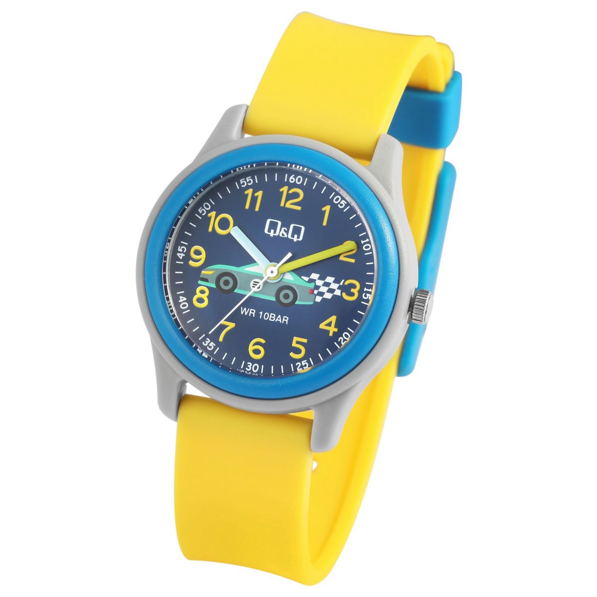 Montre enfant Q&Q avec bracelet en silicone, "voiture de course" 10 bar
