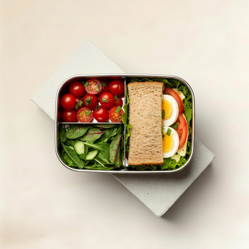 Lunchbox aus Edelstahl mit Bambusdeckel und Trennwand – 1200 ml